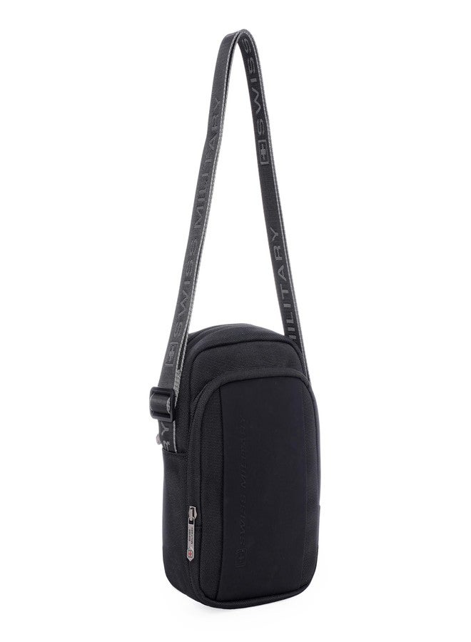 Swiss Military Black & Gold Collection Trail Stylish Travel Sling Bag with Multi Compartments & Compact Crossbody, 4L Capacity, 1680D Polyester, Adjustable Shoulder Strap, Keychain Holder (4L) Black - Image 3